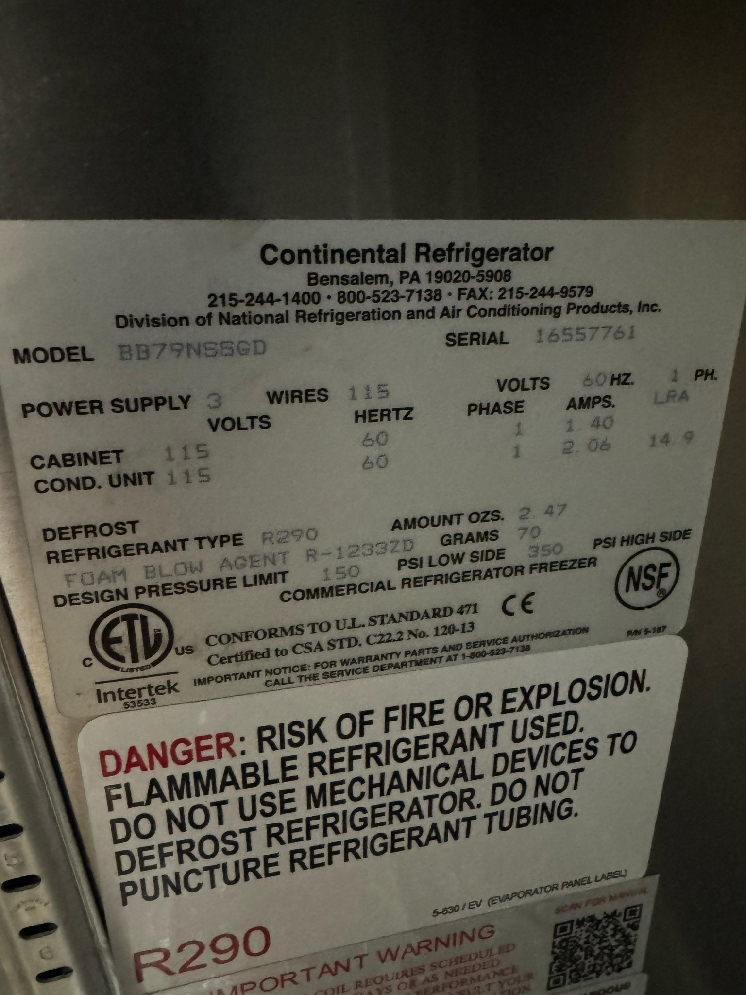 New 79" Continental BB79NSSG Stainless Glass Door Back Bar Refrigerator 115V - Falcon Restaurant Supply - 5