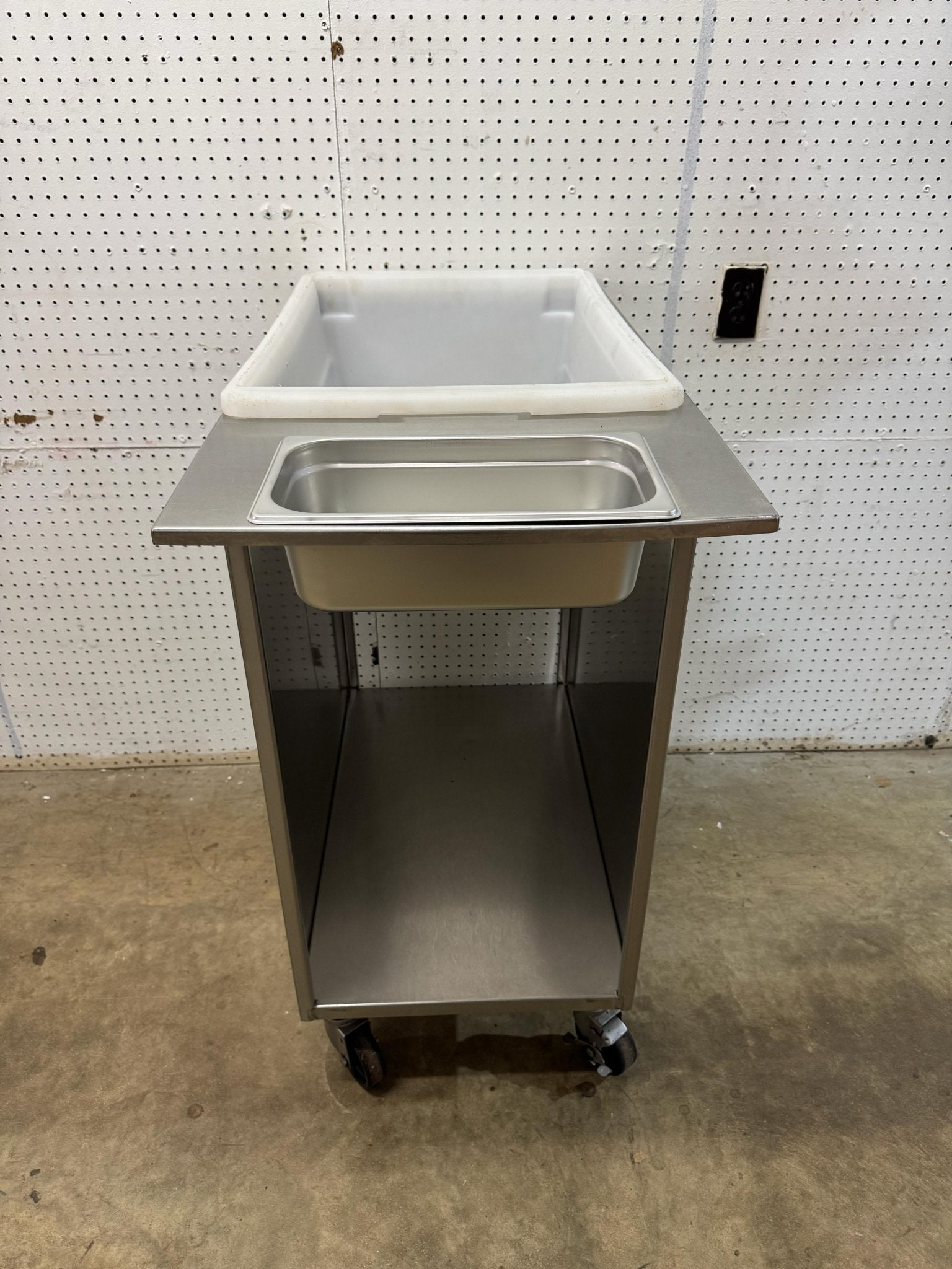 Used Stainless Steel Mobile Breading Station on Casters - Falcon Restaurant Supply - 1