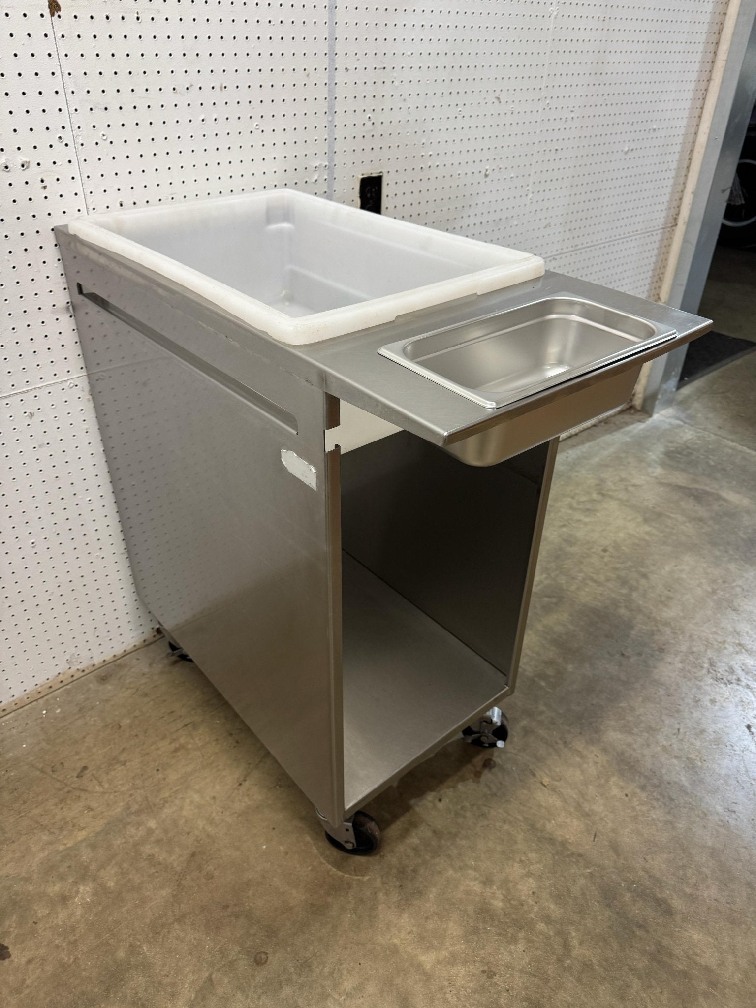 Used Stainless Steel Mobile Breading Station on Casters - Falcon Restaurant Supply - 4