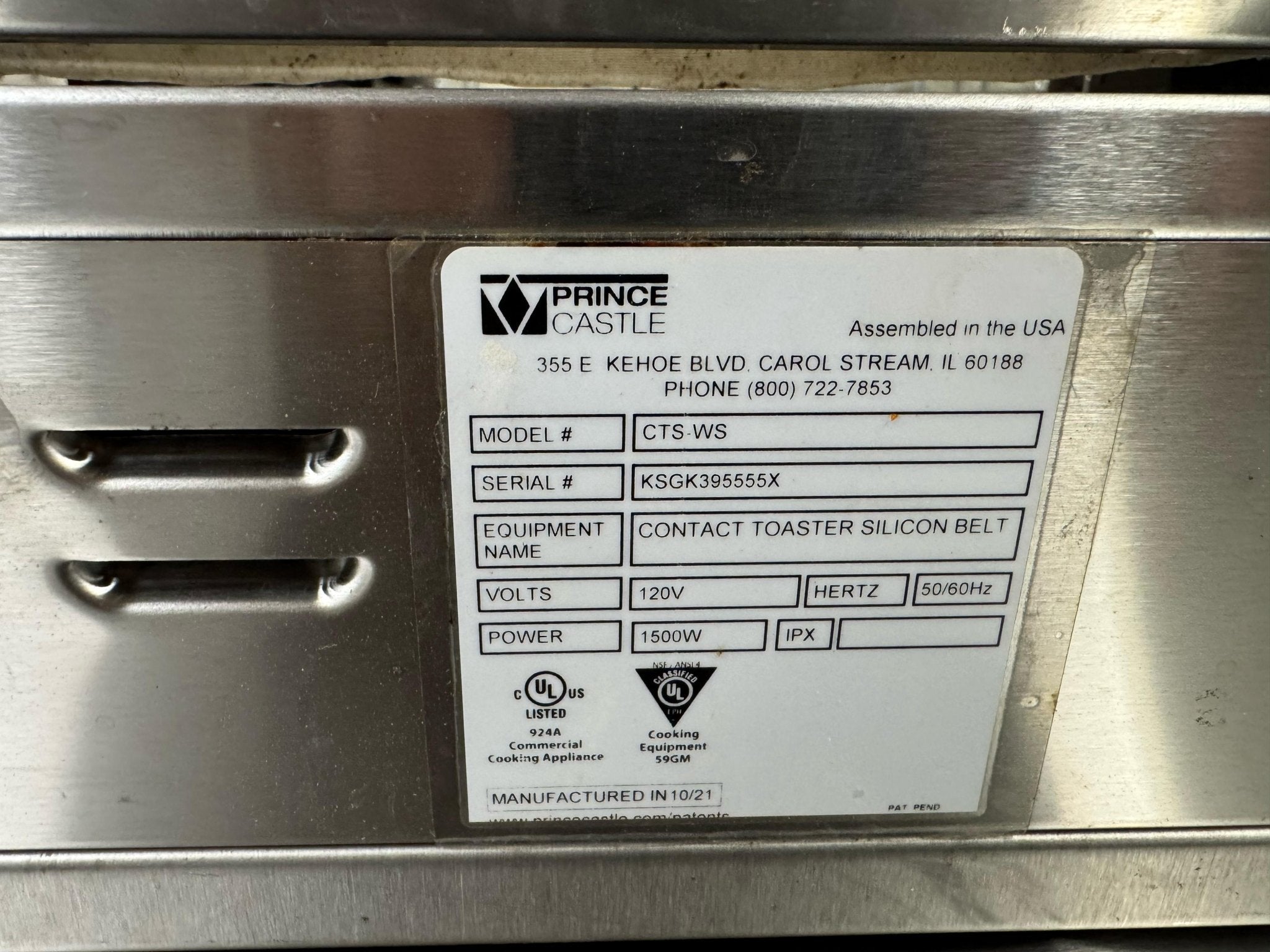Used Prince Castle CTS - WS Vertical Contact Bun Toaster with Silicone Belt - 120V, 1500W - Falcon Restaurant Supply - 4