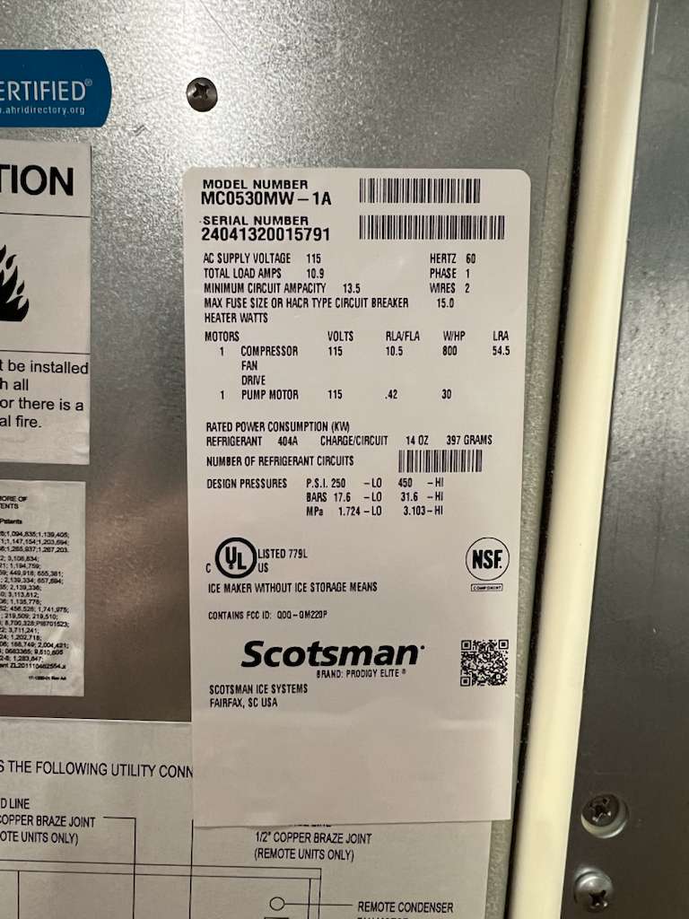 Used 30"Scotsman MC0530MW-1  Water Cooled Ice Machine 500lb with Bin - TH1