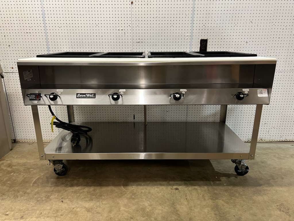 Used 61" Vollrath Servewell 4 well Stainless Steel Steam Table 120V 2800W - TH1