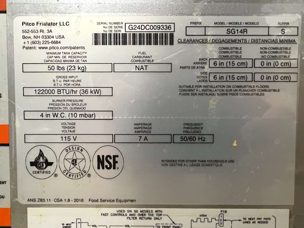 Used 2024 Pitco SG14RS-2FD NG Fryer with (2) 50 lb. Frypots and Filter Drawer - 110,000 BTU - TH1