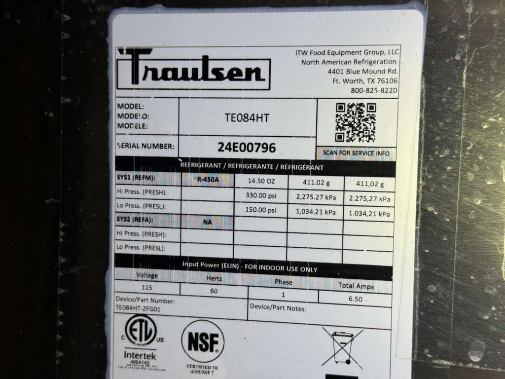 Used 84" Traulsen TE084HT 4 Drawer Refrigerated Chef Base with Casters  115V - FG