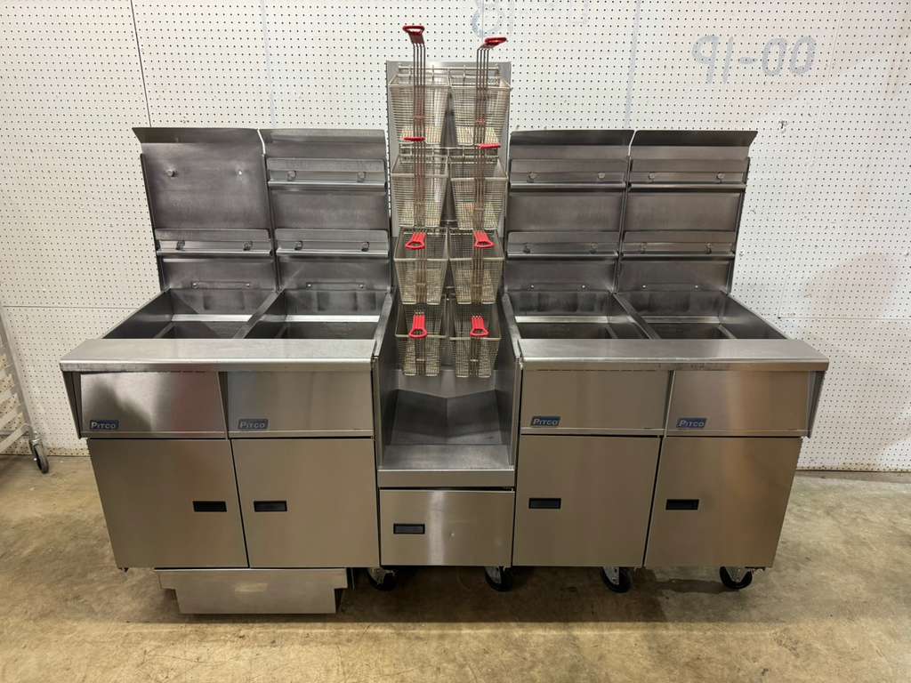Used Pitco SGH50-4 Natural Gas Frying Station with Basket Hanger - FG
