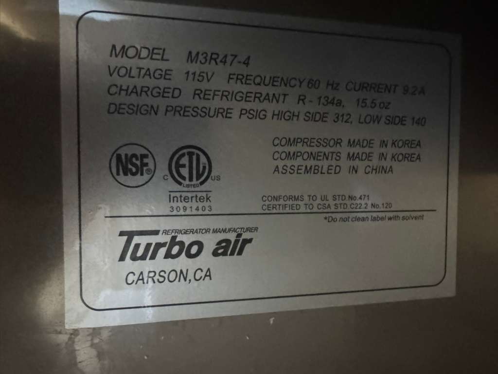 Used Turbo Air M3R47-4  52" Solid Half Door Stainless Steel Reach-In Refrigerator