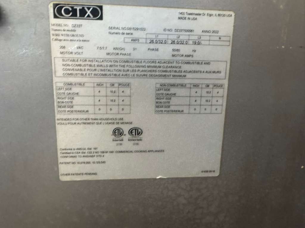 Used Middleby DZ33T CTX Electric Infrared Conveyor Oven Triple Stack 208V - 1 or 3Ph