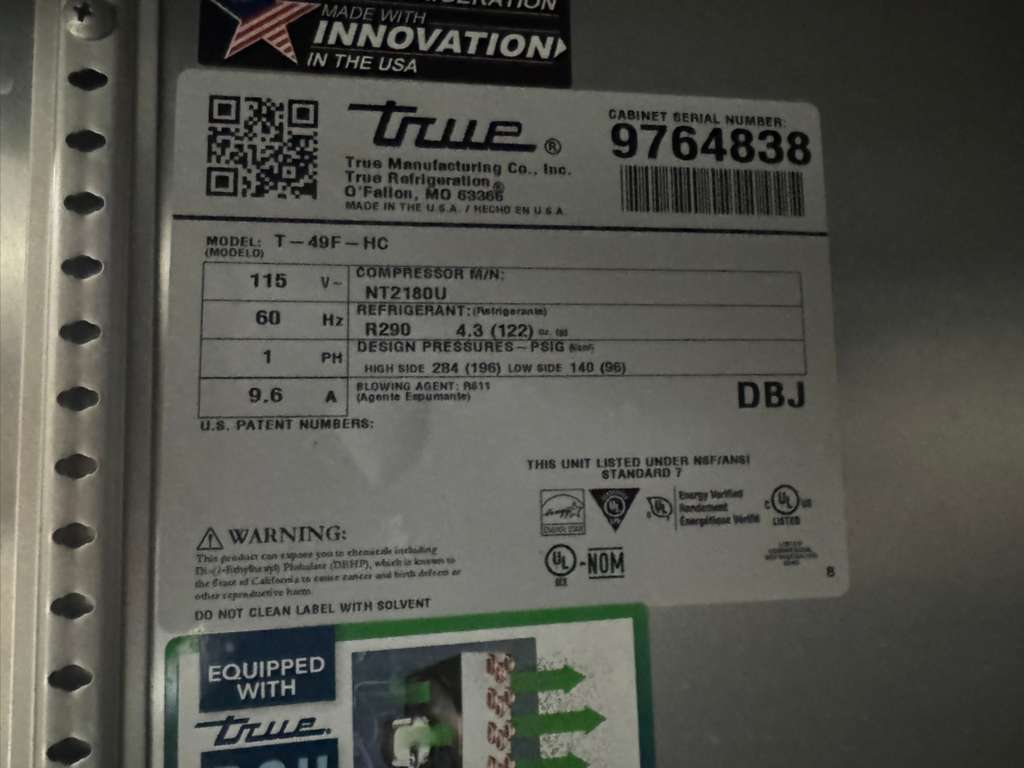 Used 2020 True T-49F-HC 54 1/8" Solid Door Stainless Reach-In Freezer