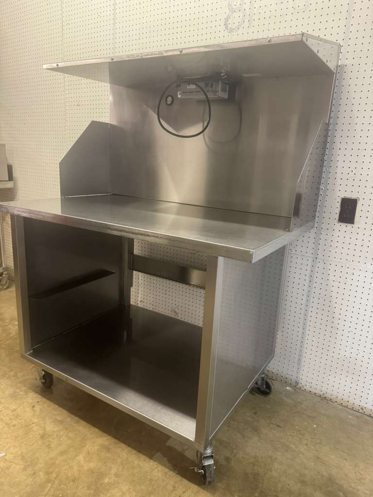 Used 48" Stainless Table with Marshall 176050-2 Heated Over Shelf - 120V