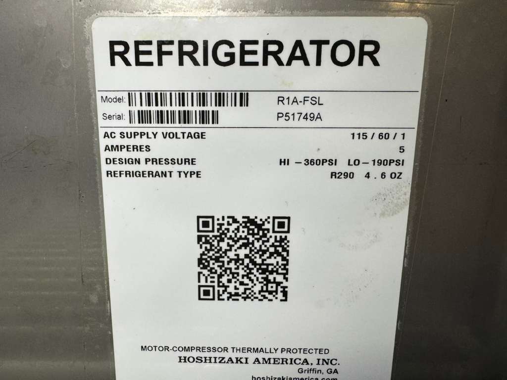 Used 27 1/2" Hoshizaki R1A-FSL Stainless Solid Door Reach-In Refrigerator - TH1