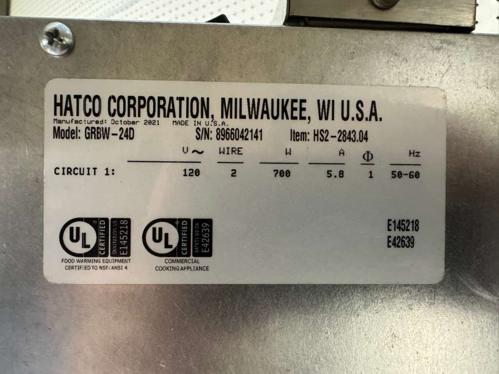 Unused Hatco GRBW-24D Countertop Stainless Food Warmer 700 watts - 120V - BF