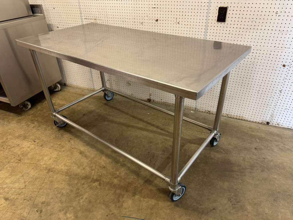 Used 60"X 30" Stainless Steel Table with Casters - FG