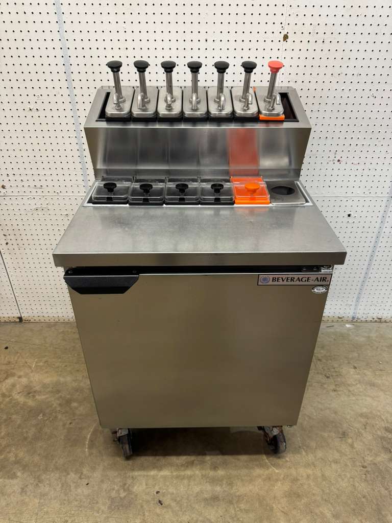 Used 27" Beverage Air Refrigerated Sandwich Prep Table One Door - FGLA