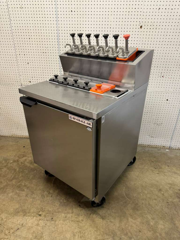 Used 27" Beverage Air Refrigerated Sandwich Prep Table One Door - FGLA