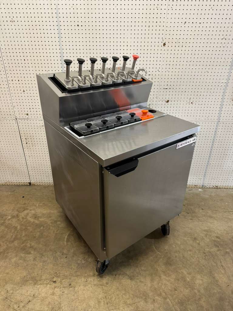 Used 27" Beverage Air Refrigerated Sandwich Prep Table One Door - FGLA