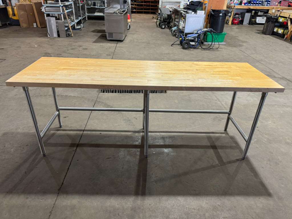Used 96"X 30" Table with a 1-3/4" Thick Butcher Block Top- SA