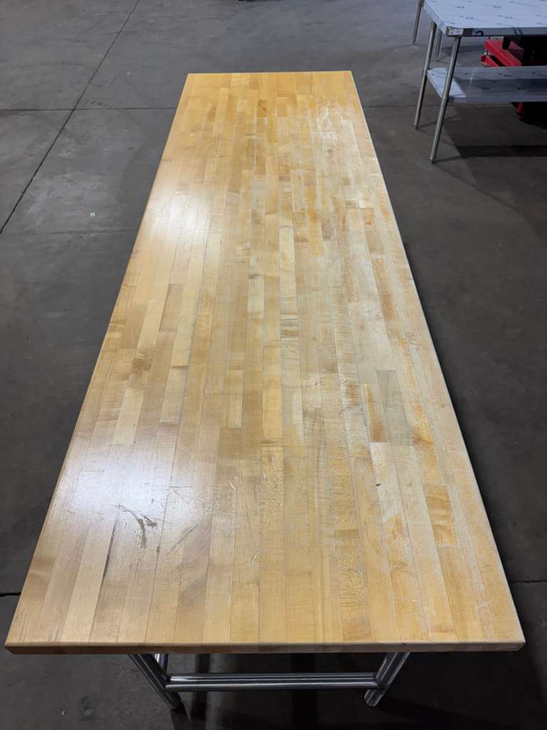 Used 96"X 30" Table with a 1-3/4" Thick Butcher Block Top- SA