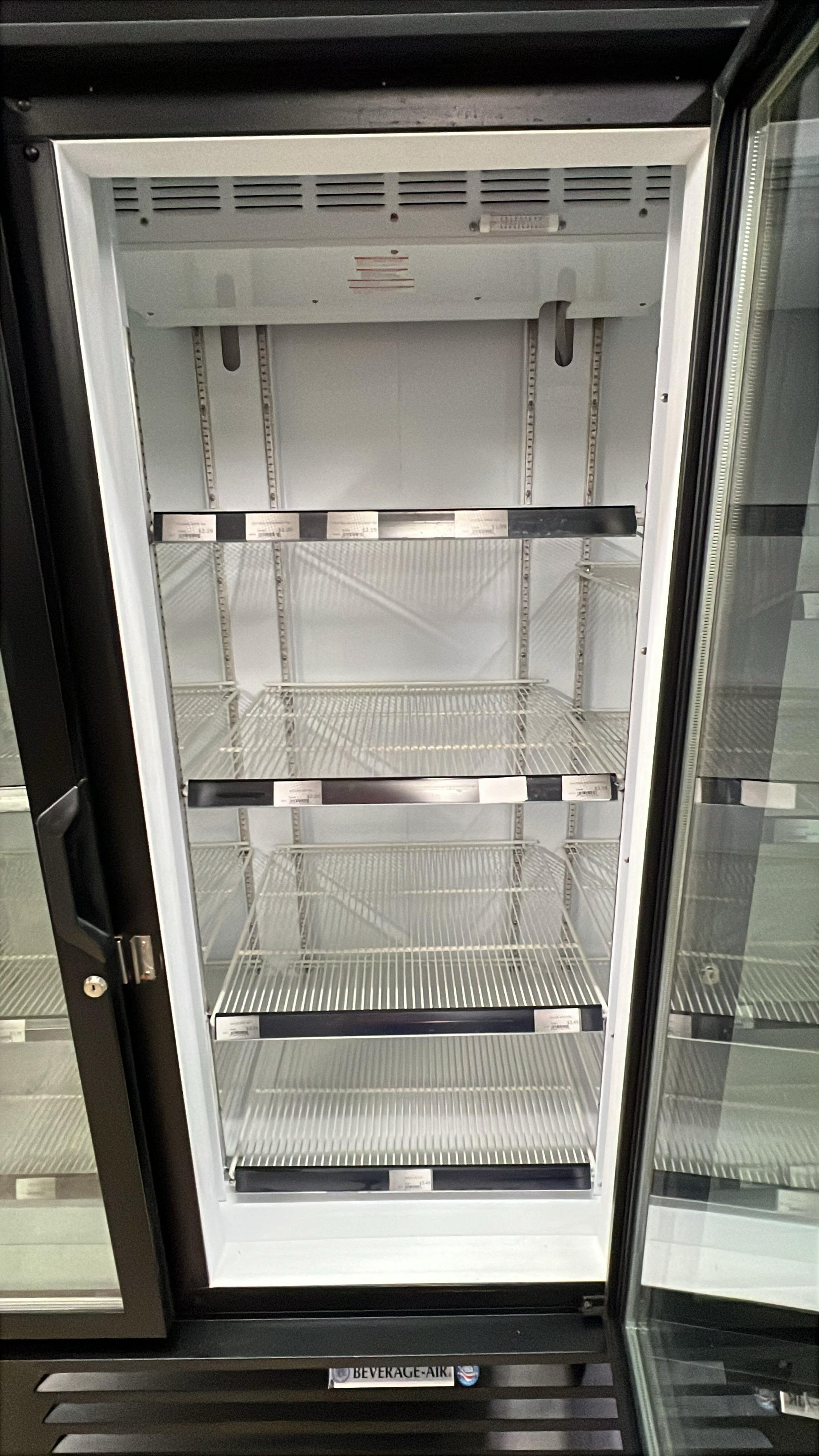 Used 2017 Beverage Air LV72HC-1-B Refrigerated Glass 3 Door Reach In Merchandiser