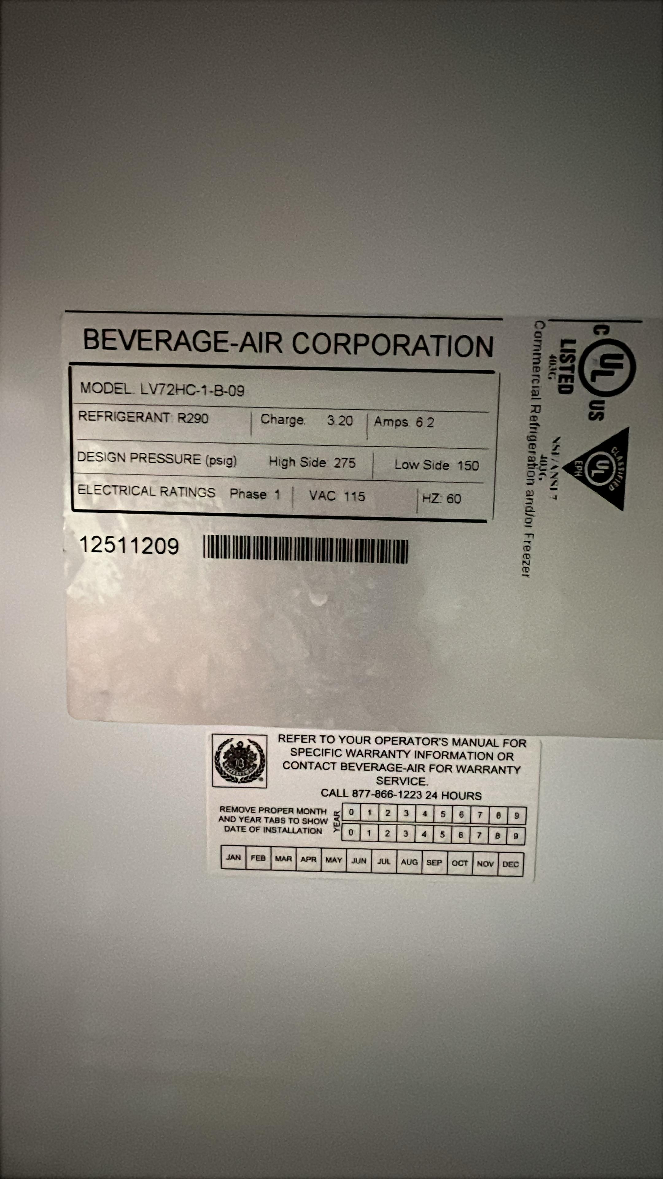 Used 2017 Beverage Air LV72HC-1-B Refrigerated Glass 3 Door Reach In Merchandiser