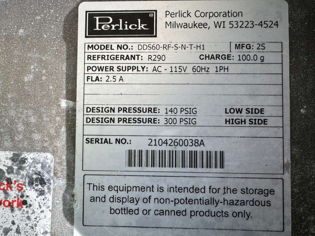 Used Perlick DDS60 60" Black Direct Draw Beer Dispenser Refrigerator Kegerator