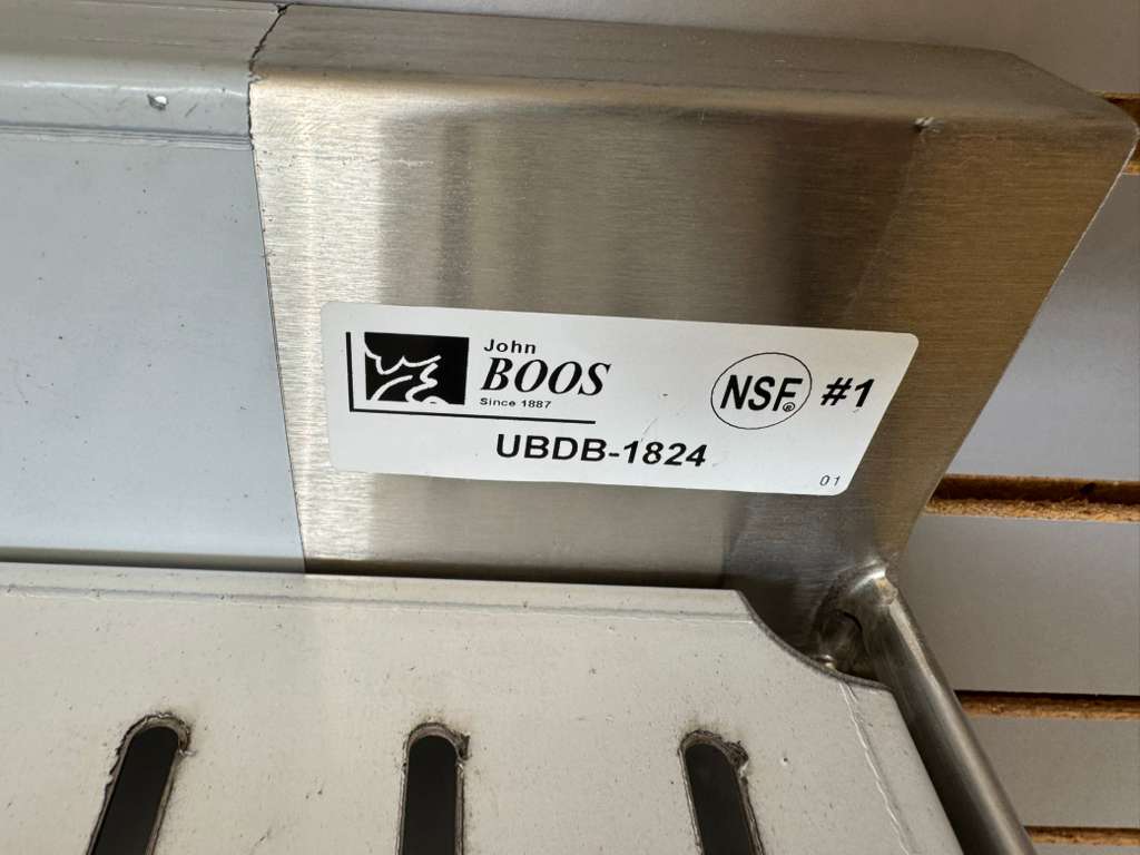 New John Boos UBDB-1824 Freestanding Underbar Drainboard w/ 3" Backsplash