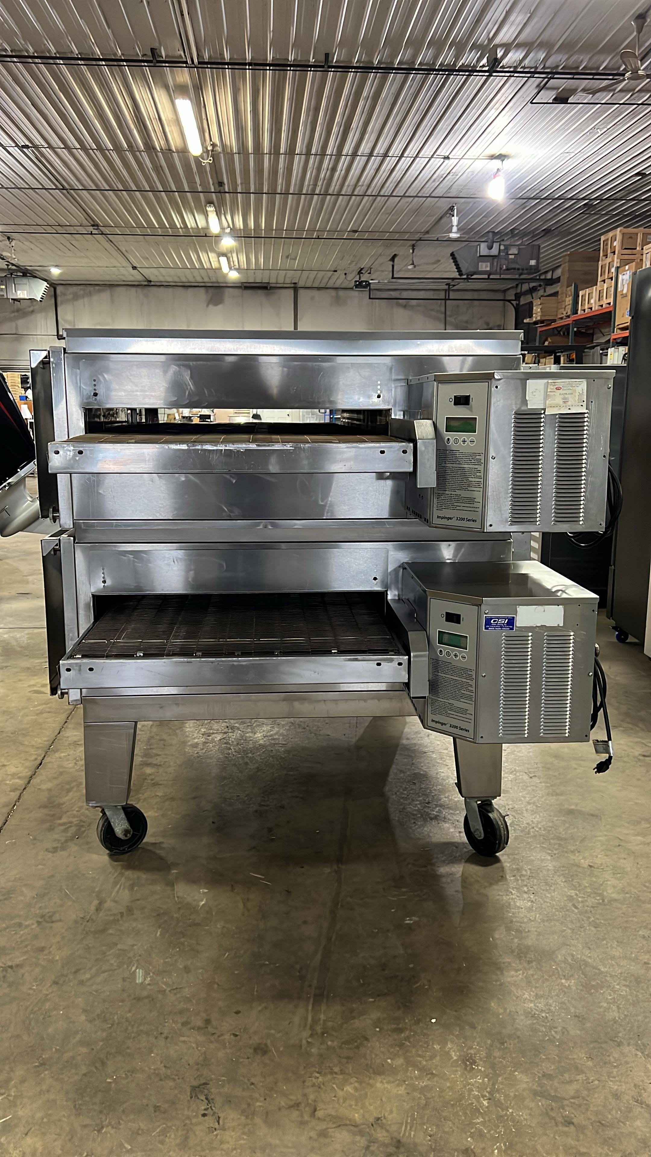 Used Lincoln 3270 NG Impinger Conveyor Pizza Oven Double Stack