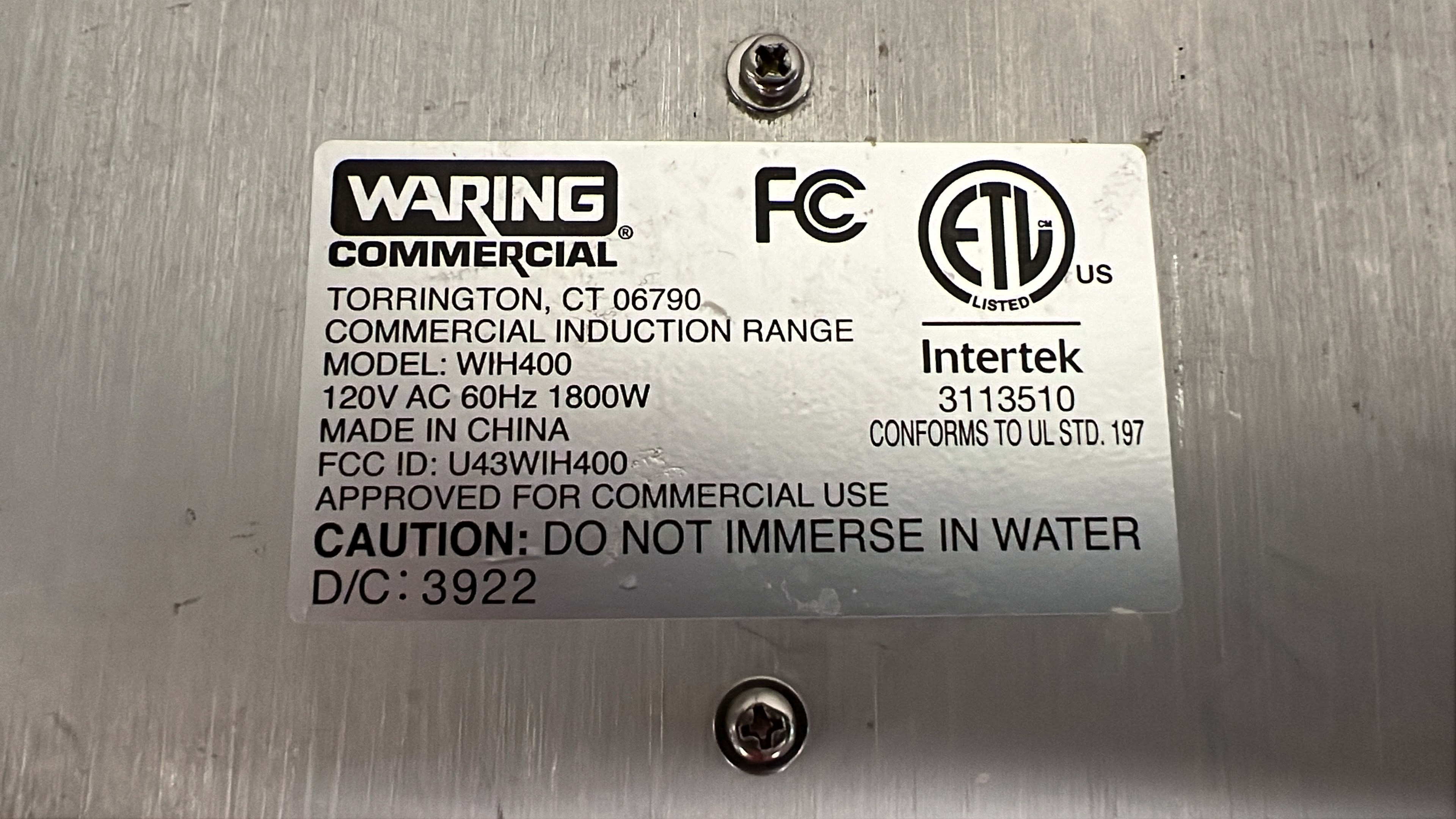 Used Waring WIH400 Heavy-Duty Single Induction Countertop Electric Range 120V