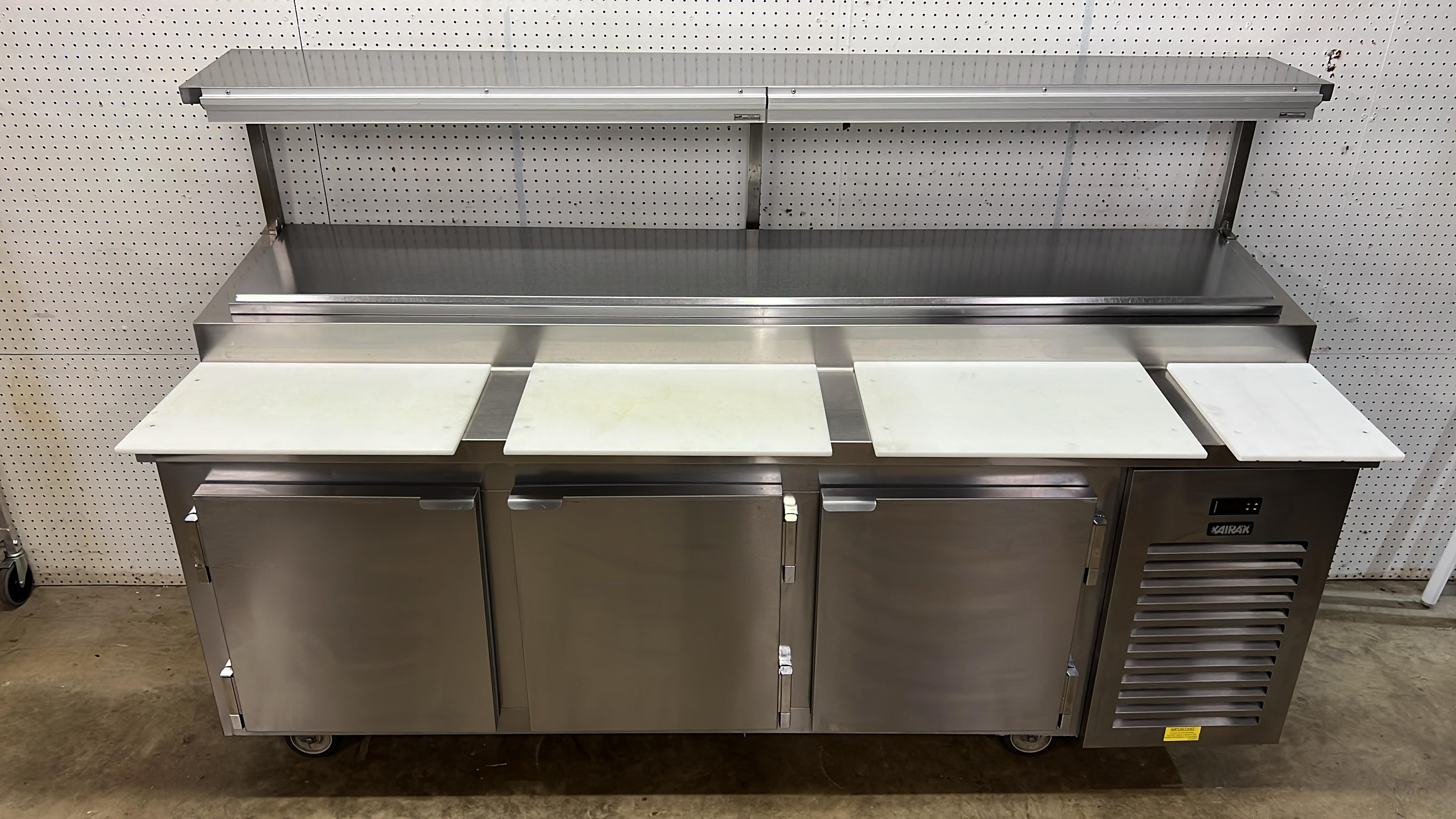 Used 91" Kairak KBP-91S 3 Door Refrigerated Stainless Steel Prep Table - 115V - JJ