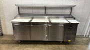 Used 91" Kairak KBP-91S 3 Door Refrigerated Stainless Steel Prep Table - 115V - JJ