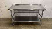 Used 60" x 30" Stainless Steel Table with 2" Back - JJ