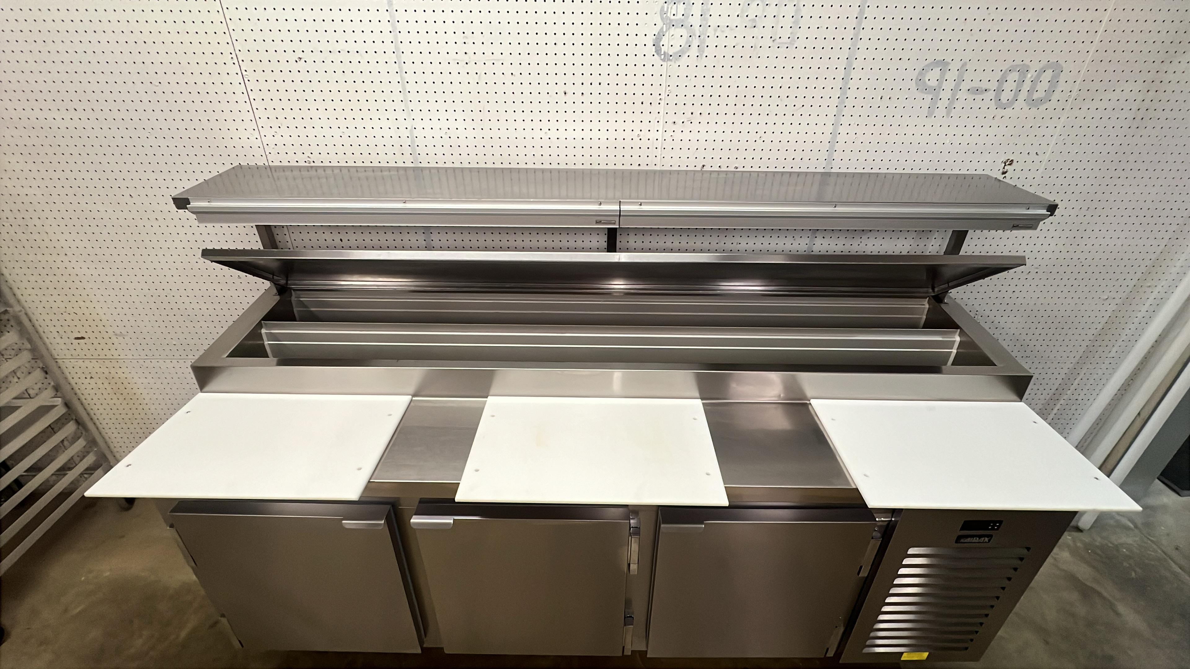 Used 91" Kairak KBP-91S 3 Door Refrigerated Stainless Steel Prep Table - 115V - JJ - 2