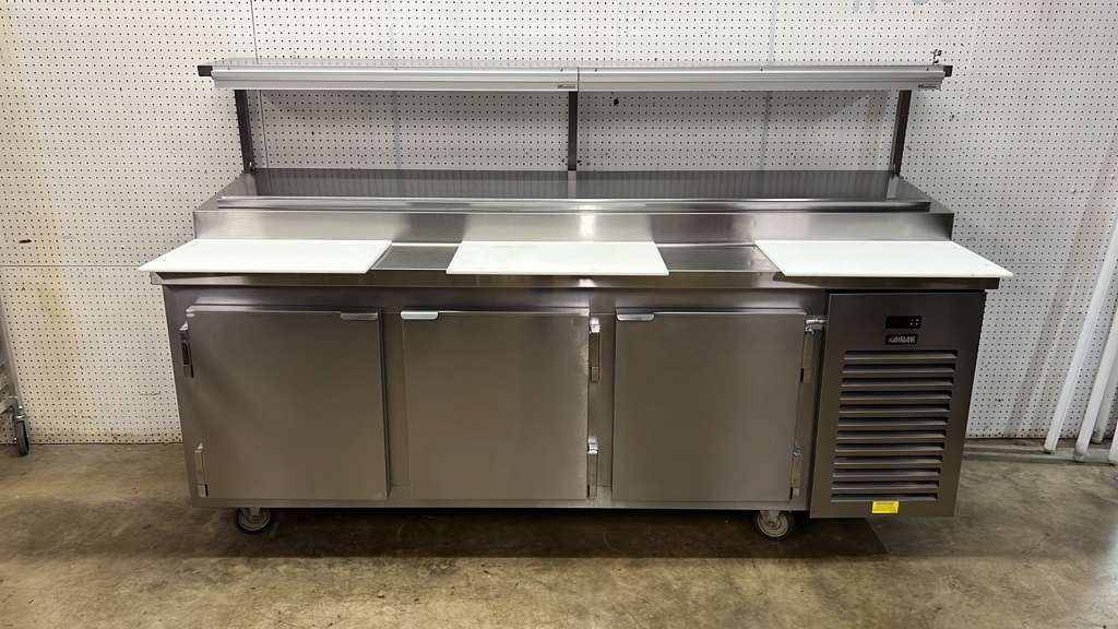 Used 91" Kairak KBP-91S 3 Door Refrigerated Stainless Steel Prep Table - 115V - JJ - 2