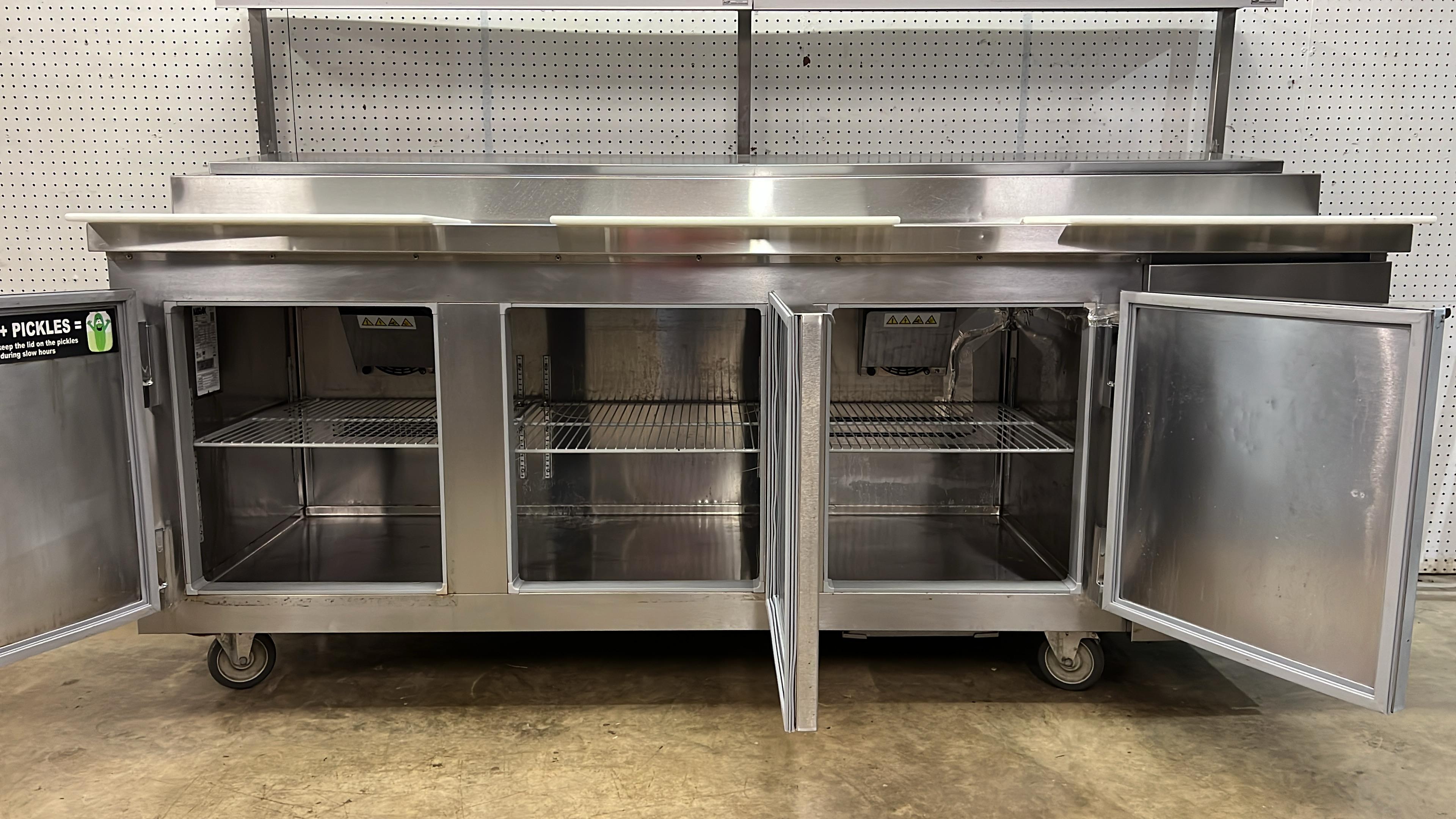 Used 91" Kairak KBP-91S 3 Door Refrigerated Stainless Steel Prep Table - 115V - JJ - 2