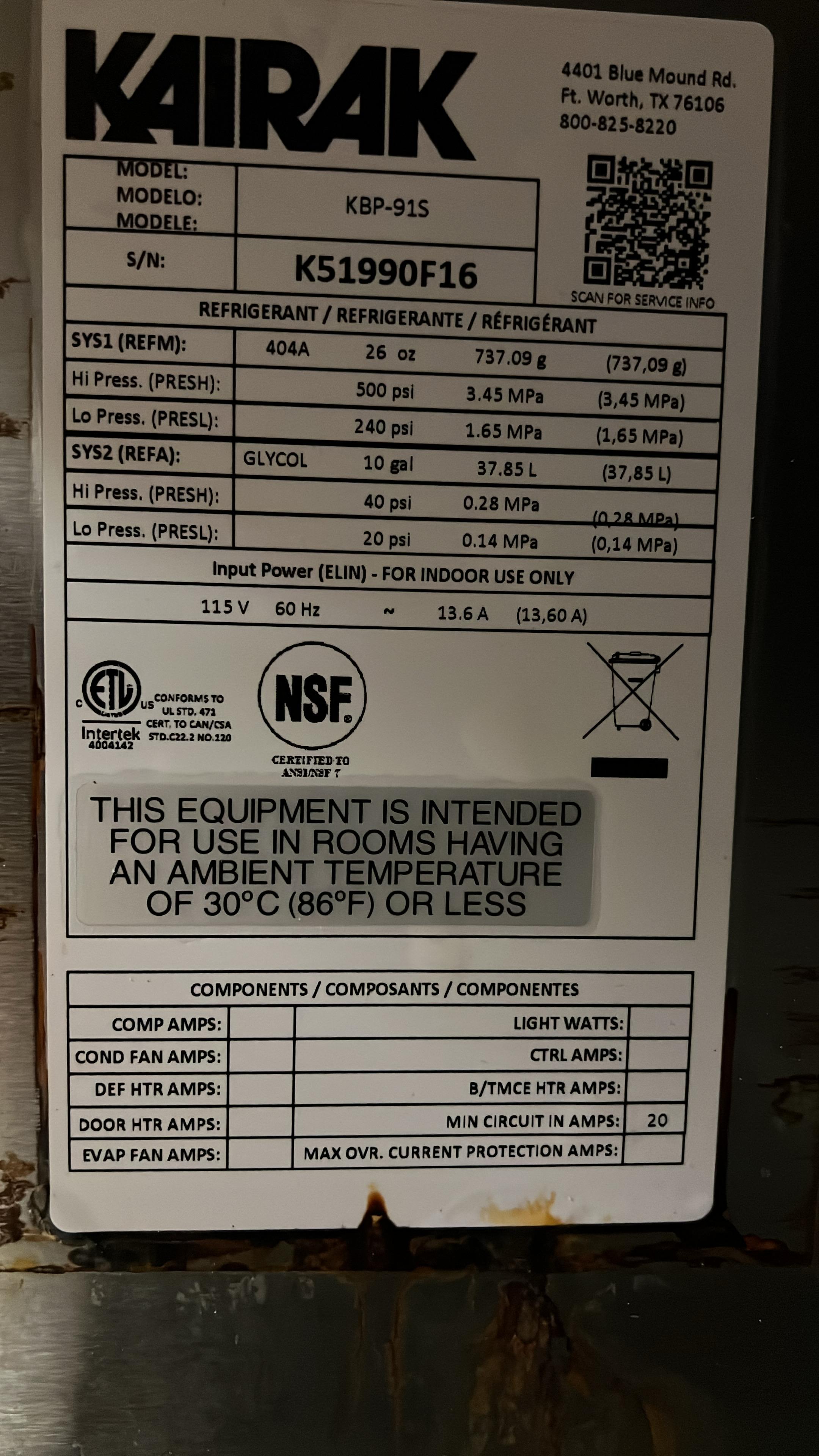 Used 91" Kairak KBP-91S 3 Door Refrigerated Stainless Steel Prep Table - 115V - JJ - 2