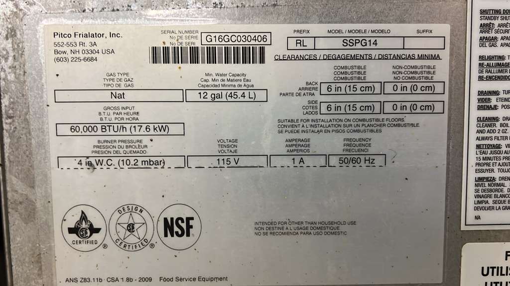 Used Pitco® SSPG14 Solstice Supreme 12 Gallon Natural Gas Pasta Cooker - 60,000 BTU - RL