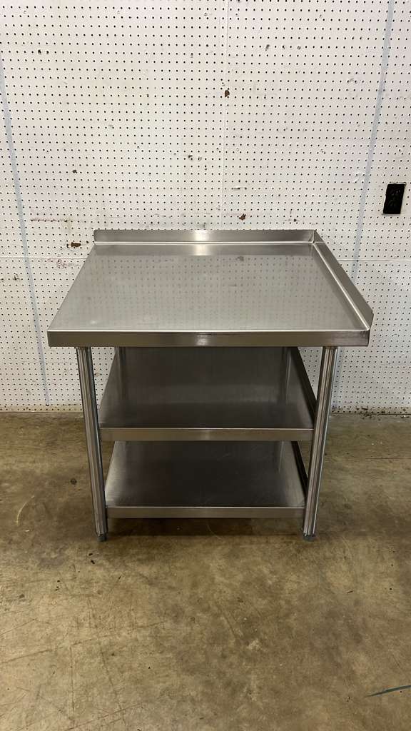 Used 33" x 32" Stainless Steel Table with Shelves - RL