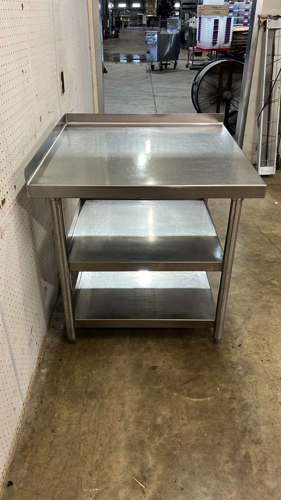Used 33" x 32" Stainless Steel Table with Shelves - RL