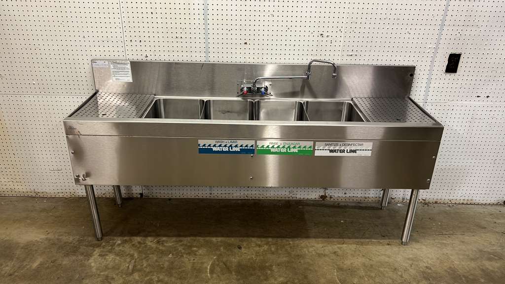 Used 72" x 19" Glastender Stainless Steel Four Comp Underbar Sink - RL