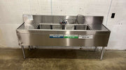 Used 72" x 19" Glastender Stainless Steel Four Comp Underbar Sink - RL