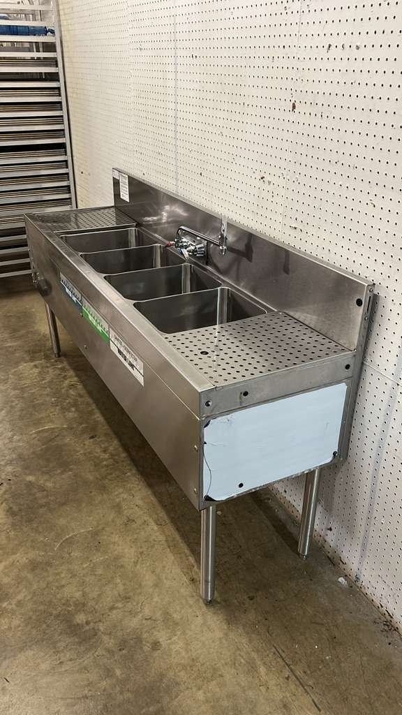 Used 72" x 19" Glastender Stainless Steel Four Comp Underbar Sink - RL