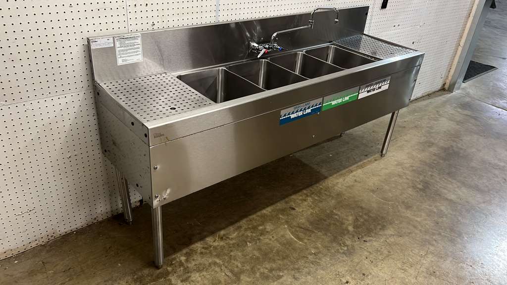 Used 72" x 19" Glastender Stainless Steel Four Comp Underbar Sink - RL