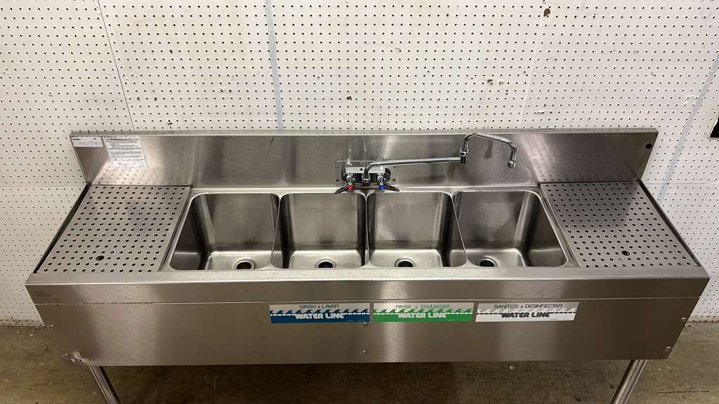 Used 72" x 19" Glastender Stainless Steel Four Comp Underbar Sink - RL