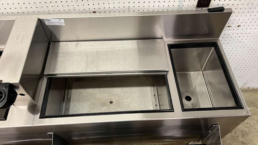 Used 64" Glastender Undercounter Stainless Cocktail Station with Ice Bin and Drain Board - RL