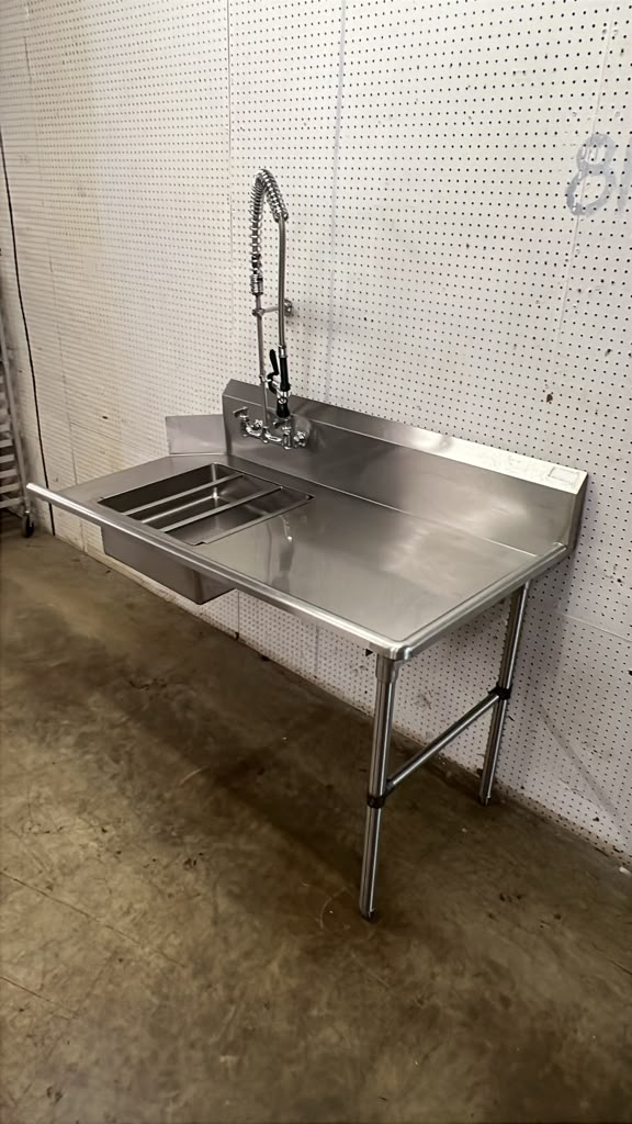 Used 60"x 30" Soiled Dishtable w/ Right Table, Pre-Rinse Sink & Faucet - RL