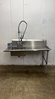Used 60"x 30" Soiled Dishtable w/ Right Table, Pre-Rinse Sink & Faucet - RL