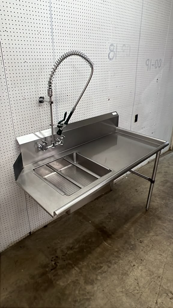 Used 60"x 30" Soiled Dishtable w/ Right Table, Pre-Rinse Sink & Faucet - RL