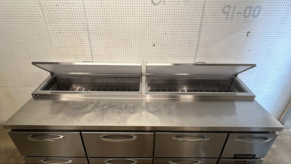Used 2023 93" Continental PA93N-D Pizza Prep Table w/ Refrigerated Base, 115v - STS