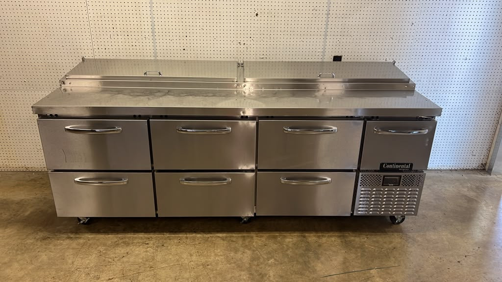 Used 2023 93" Continental PA93N-D Pizza Prep Table w/ Refrigerated Base, 115v - STS