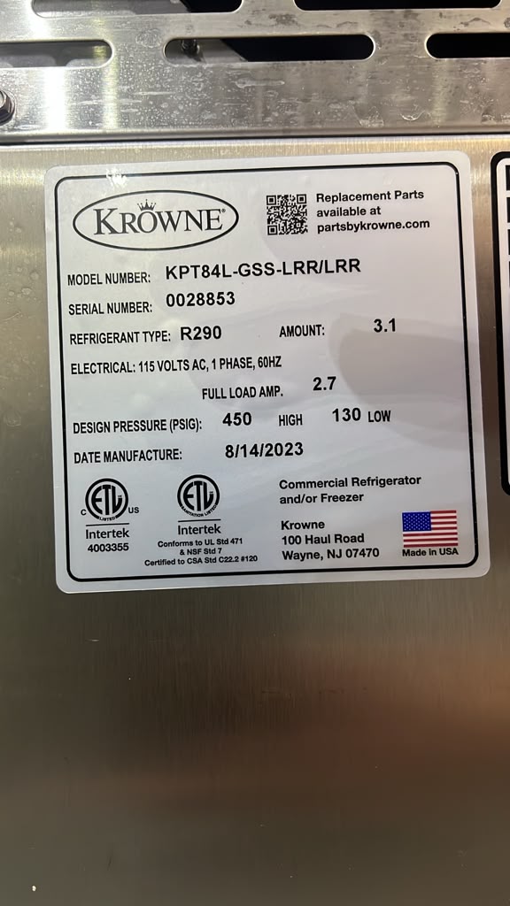 Used 2023 84" Krowne KPT84L-GSS-LRR/LRR Pass Thru Back Bar Cooler Refrigerator - STS