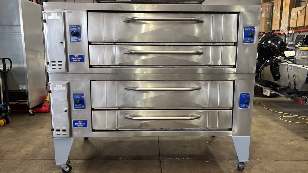 Used 2017 60" Bakers Pride Y-600 NG Super Double Deck Pizza Oven - STS